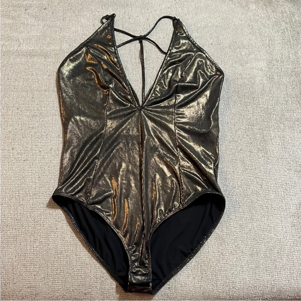 Urban Outfitters Metallic Strappy Bodysuit- Small